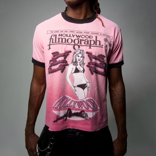 Custom Clothing Manufacturers Printed Acid Wash color-blocked T-shirt