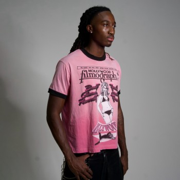 Custom Clothing Manufacturers Printed Acid Wash color-blocked T-shirt