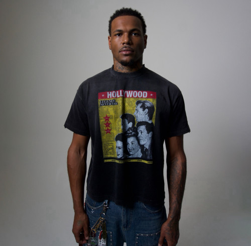 Custom Clothing Manufacturers Distressed Printed Black T-shirt