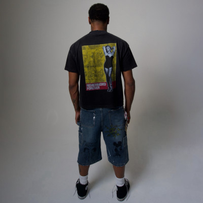 Custom Clothing Manufacturers Distressed Printed Black T-shirt