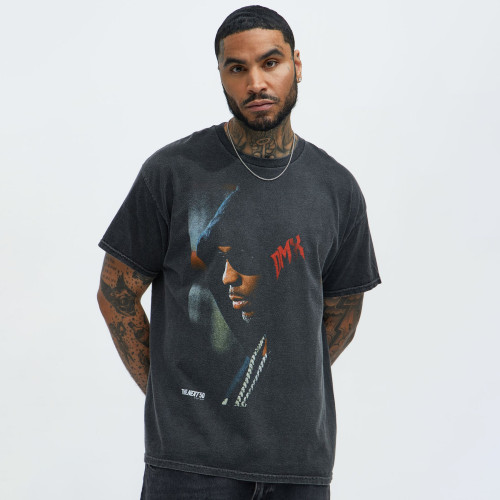Custom Clothing Manufacturers Digital Printed Distressed Acid Washed T-shirt