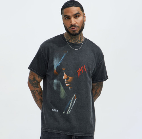 Custom Clothing Manufacturers Digital Printed Distressed Acid Washed T-shirt