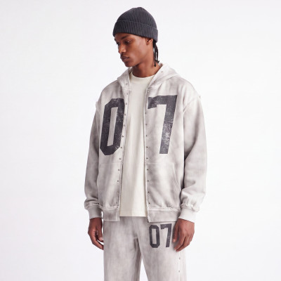 Custom Clothing Manufacturers Distressed-Effect Digitally Printed Hoodies