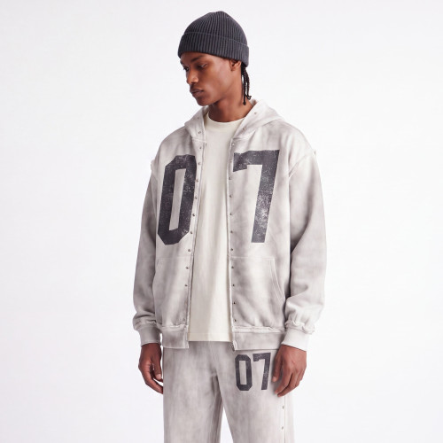 Custom Clothing Manufacturers Distressed-Effect Digitally Printed Hoodies
