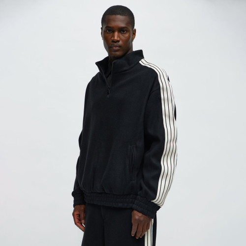 Custom Clothing Manufacturers Striped Half-Zip Fleece Jacket