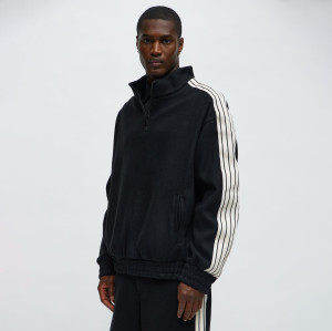 Custom Clothing Manufacturers Striped Half-Zip Fleece Jacket