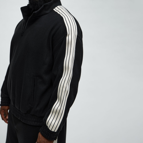Custom Clothing Manufacturers Striped Half-Zip Fleece Jacket