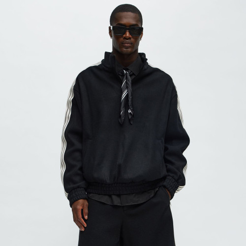 Custom Clothing Manufacturers Striped Half-Zip Fleece Jacket