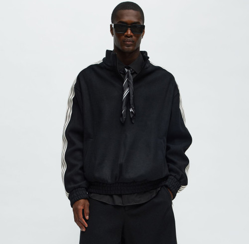 Custom Clothing Manufacturers Striped Half-Zip Fleece Jacket