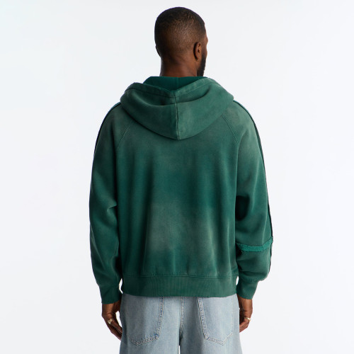 Custom Clothing Manufacturers Distressed Acid-Wash Zipper Hoodies