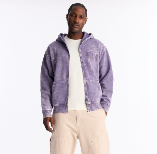 Custom Clothing Manufacturers Acid-Wash Rhinestone Embellished Hoodies