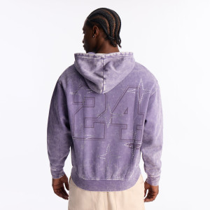 Custom Clothing Manufacturers Acid-Wash Rhinestone Embellished Hoodies