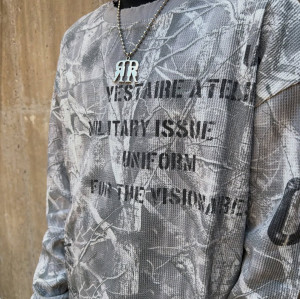Custom Clothing Manufacturer Camouflage Printing Distressing Raw T-shirt