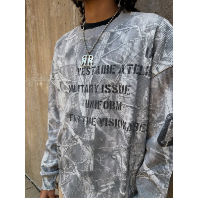 Custom Clothing Manufacturer Camouflage Printing Distressing Raw T-shirt