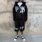 Custom Clothing Manufacturer Printing Distressing Raw Hoodie Set