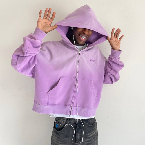 Custom Clothing Manufacturer Acid Wash Distressing Embossing LOGO Hoodies