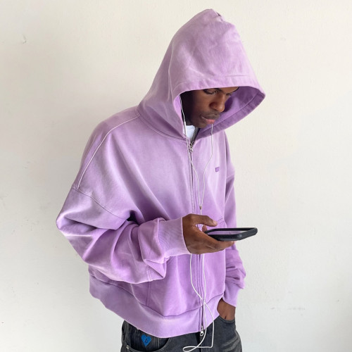 Custom Clothing Manufacturer Acid Wash Distressing Embossing LOGO Hoodies