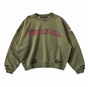 Custom Clothing Manufacturer Distressed Acid Wash Digital Printing Sweatshirt