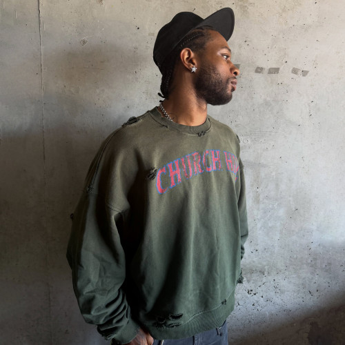 Custom Clothing Manufacturer Distressed Acid Wash Digital Printing Sweatshirt