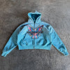 Custom Clothing Manufacturer Distressed-Wash Raw-Edge Digital Print Hoodies