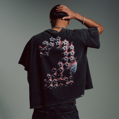 Custom Clothing Manufacturer Distressing Acid Wash Printed Raw T-shirt