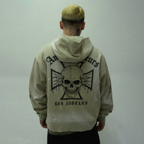 Custom Clothing Manufacturer Distressing Acid Wash Digital-Print Hoodies