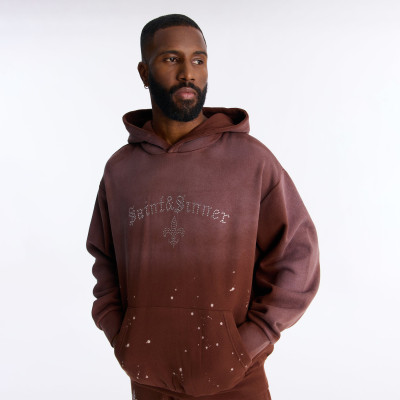Custom Clothing Manufacturer Digital Printing Distressed Rhinestone T-shirt Hoodies