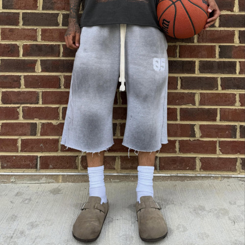 Custom Clothing Manufacturer Distressed Embroidered Raw Shorts