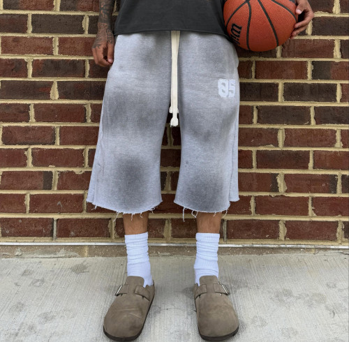 Custom Clothing Manufacturer Distressed Embroidered Raw Shorts