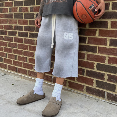 Custom Clothing Manufacturer Distressed Embroidered Raw Shorts