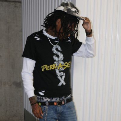 Custom Clothing Manufacturer Acid-Wash Distressed Faux Two-Piece T-Shirt