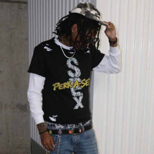 Custom Clothing Manufacturer Acid-Wash Distressed Faux Two-Piece T-Shirt