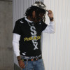 Custom Clothing Manufacturer Acid-Wash Distressed Faux Two-Piece T-Shirt