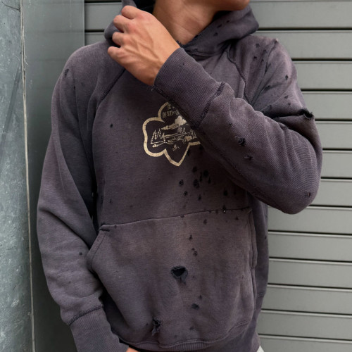 Custom Clothing Manufacturer Vintage Distressed Pullover Hoodie