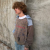 Custom Clothing Manufacturer Colorblock Doodle Art Crewneck