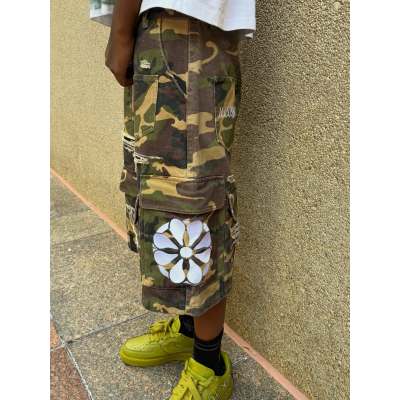 Custom Clothing Manufacturer Distressed Camo Cargo Shorts