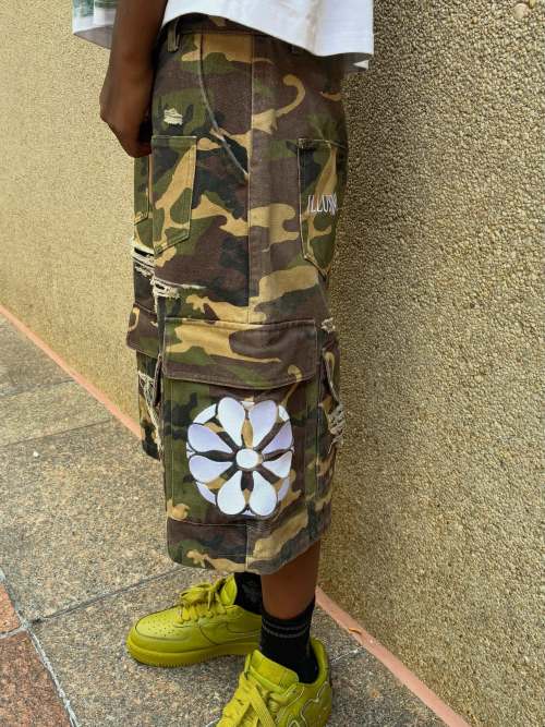 Custom Clothing Manufacturer Distressed Camo Cargo Shorts