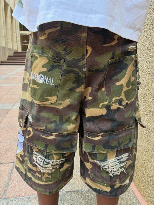 Custom Clothing Manufacturer Distressed Camo Cargo Shorts