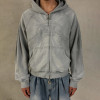 Custom Clothing Manufacturer Washed Arc Panel Zip Up Hoodie