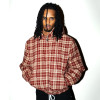 Custom Clothing Manufacturer Burgundy Check Oversized Hoodie
