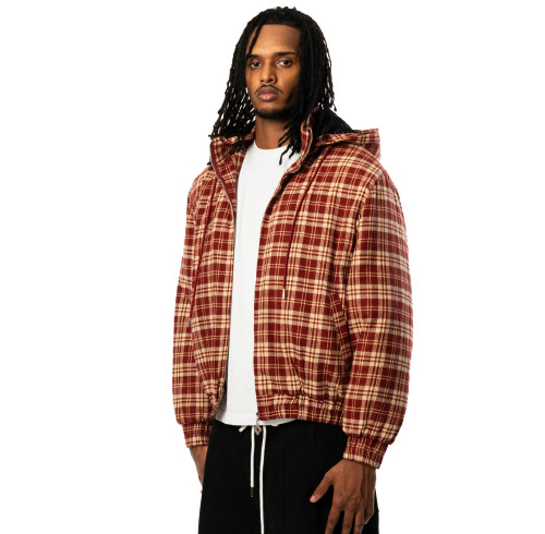 Custom Clothing Manufacturer Burgundy Check Oversized Hoodie