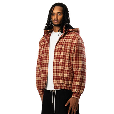 Custom Clothing Manufacturer Burgundy Check Oversized Hoodie
