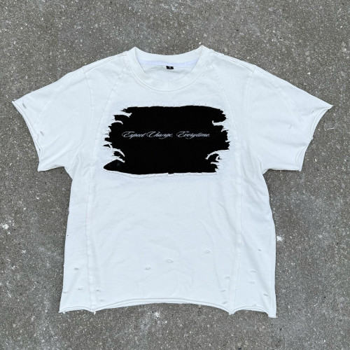 Custom Clothing Manufacturer Raw Edge Distressed Graphic Tee
