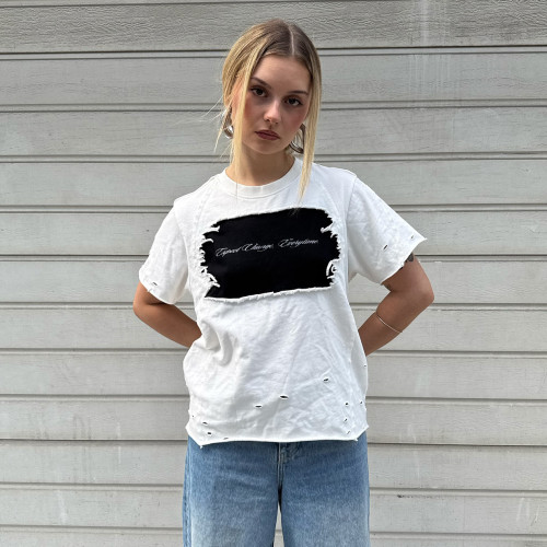 Custom Clothing Manufacturer Raw Edge Distressed Graphic Tee