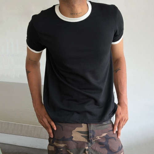 Custom Clothing Manufacturer Vintage Retro Crew Neck Ringer Tee