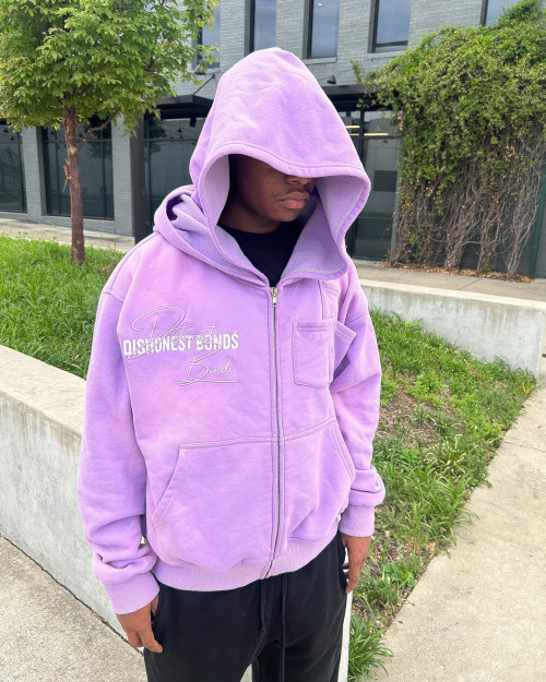 Custom Clothing Manufacturer Lavender Zip Up Hoodie Embroidered Logo