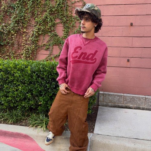 Custom Clothing Manufacturer Vintage Destroyed Letter Print Pullover