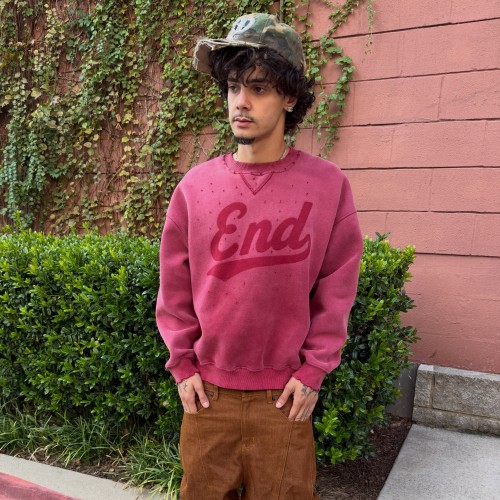 Custom Clothing Manufacturer Vintage Destroyed Letter Print Pullover