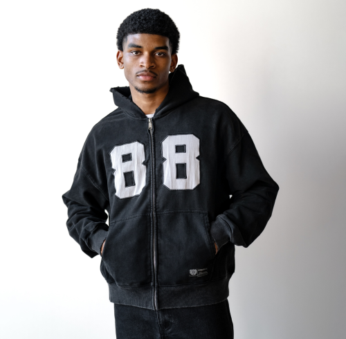 Custom Clothing Manufacturers Applique Embroidery Acid Wash Hoodies