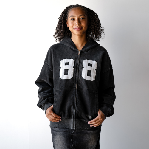 Custom Clothing Manufacturers Applique Embroidery Acid Wash Hoodies